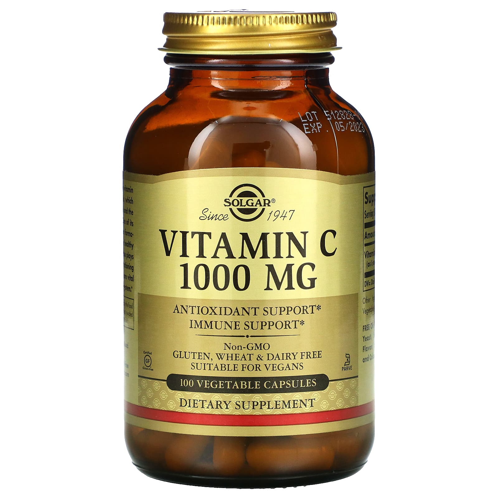 Solgar, Vitamin C 1000 mg, 100 Vegetable Capsules UPC 033984032804 | HiLife Vitamins