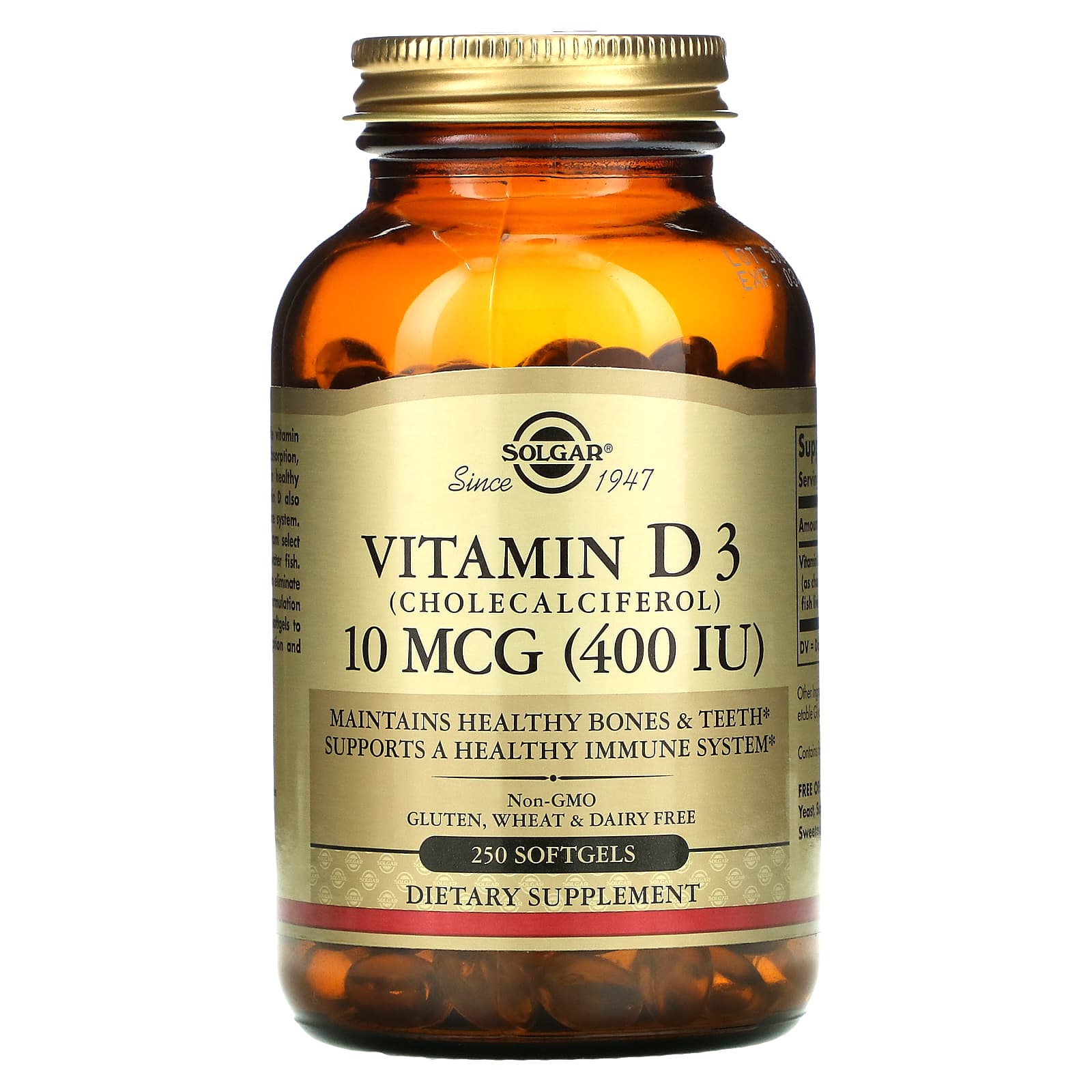 Solgar, Vitamin D3 400 IU, 250 Softgels UPC 033984033214 | HiLife Vitamins