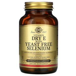 Solgar, Vitamin E With Yeast Free Selenium, 100 Vegetable Capsules - 033984033511 | Hilife Vitamins