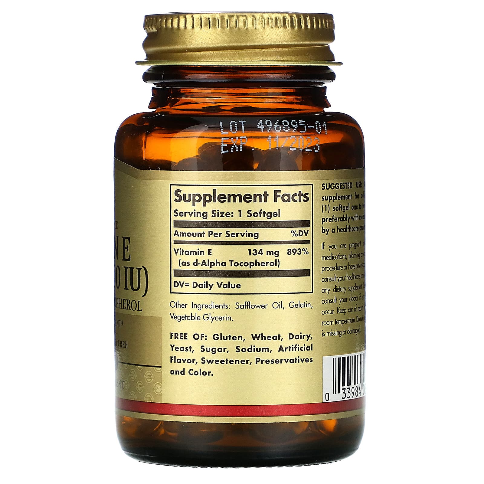 Solgar, Vitamin E 200 IU Alpha, 100 Softgels - 033984034815 | HiLife Vitamins Solgar, Vitamin E 200 IU Alpha, 100 Softgels - 033984034815 | HiLife Vitamins