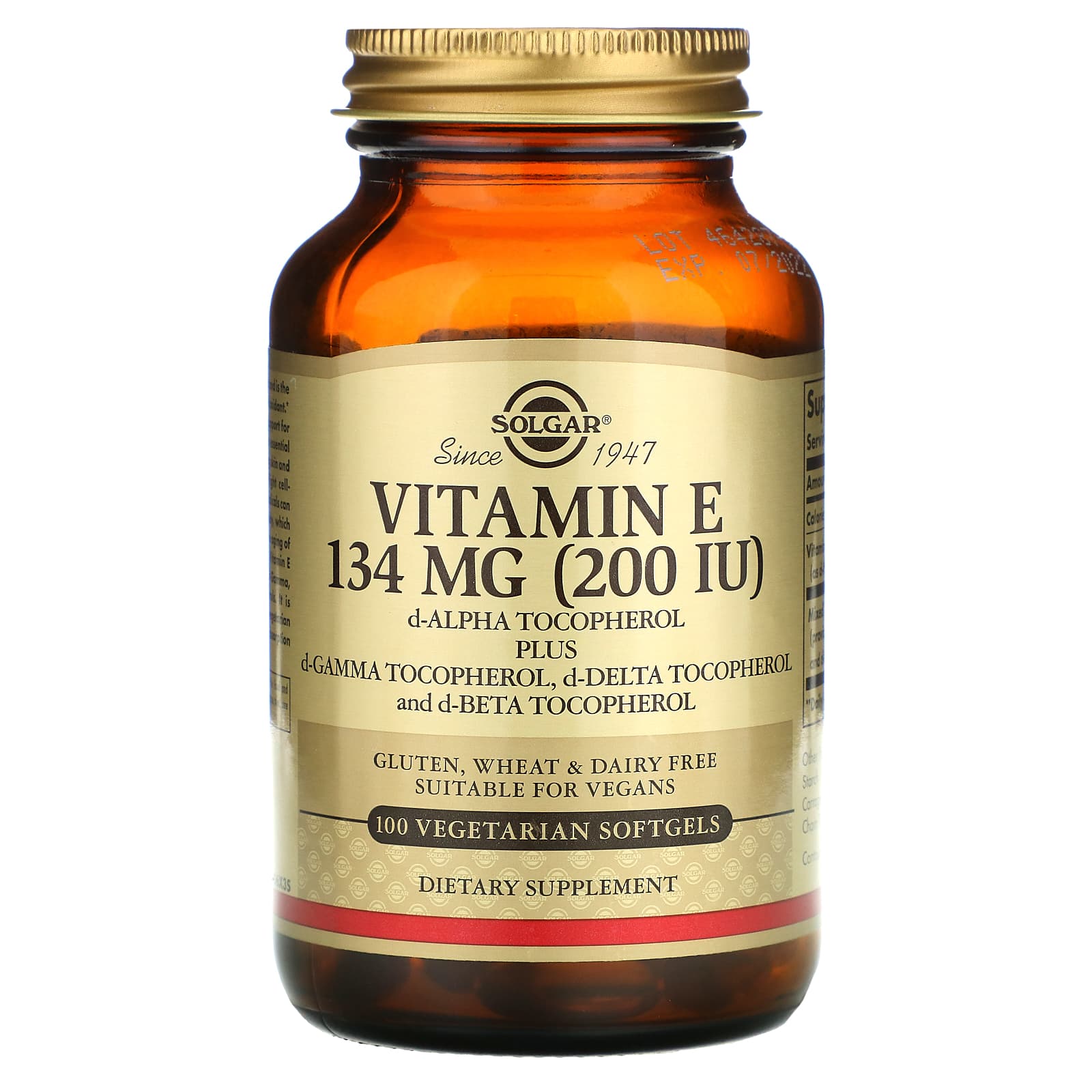 Solgar, Vitamin E 200 mg Mixed, 100 Softgels UPC 033984035065 | HiLife Vitamins