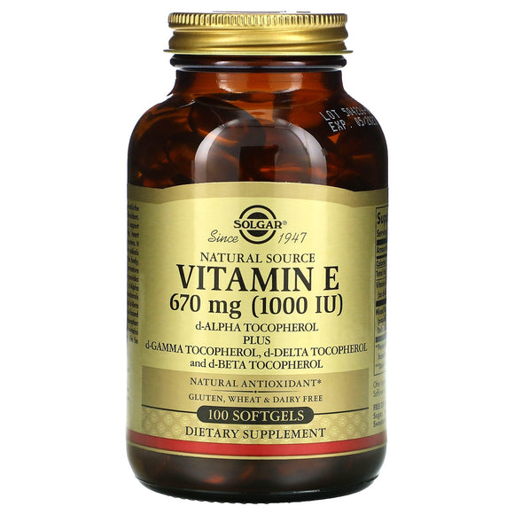Solgar, Vitamin E 1000 IU Mixed, 100 Softgels - 033984035614 | Hilife Vitamins