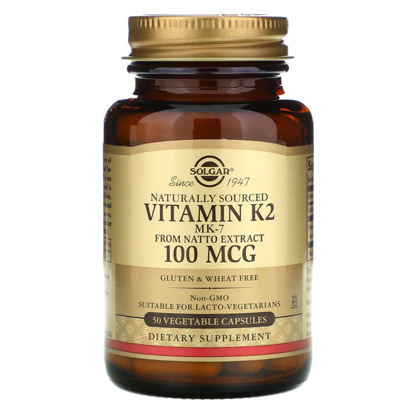 Solgar, Vitamin K2 Mk-7 100 Mcg, 50 Vegetable Capsules - 033984036031 | Hilife Vitamins