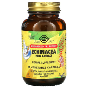 Solgar, Echinacea Herb Extract, 60 Vegetable Capsules - 033984041226 | Hilife Vitamins