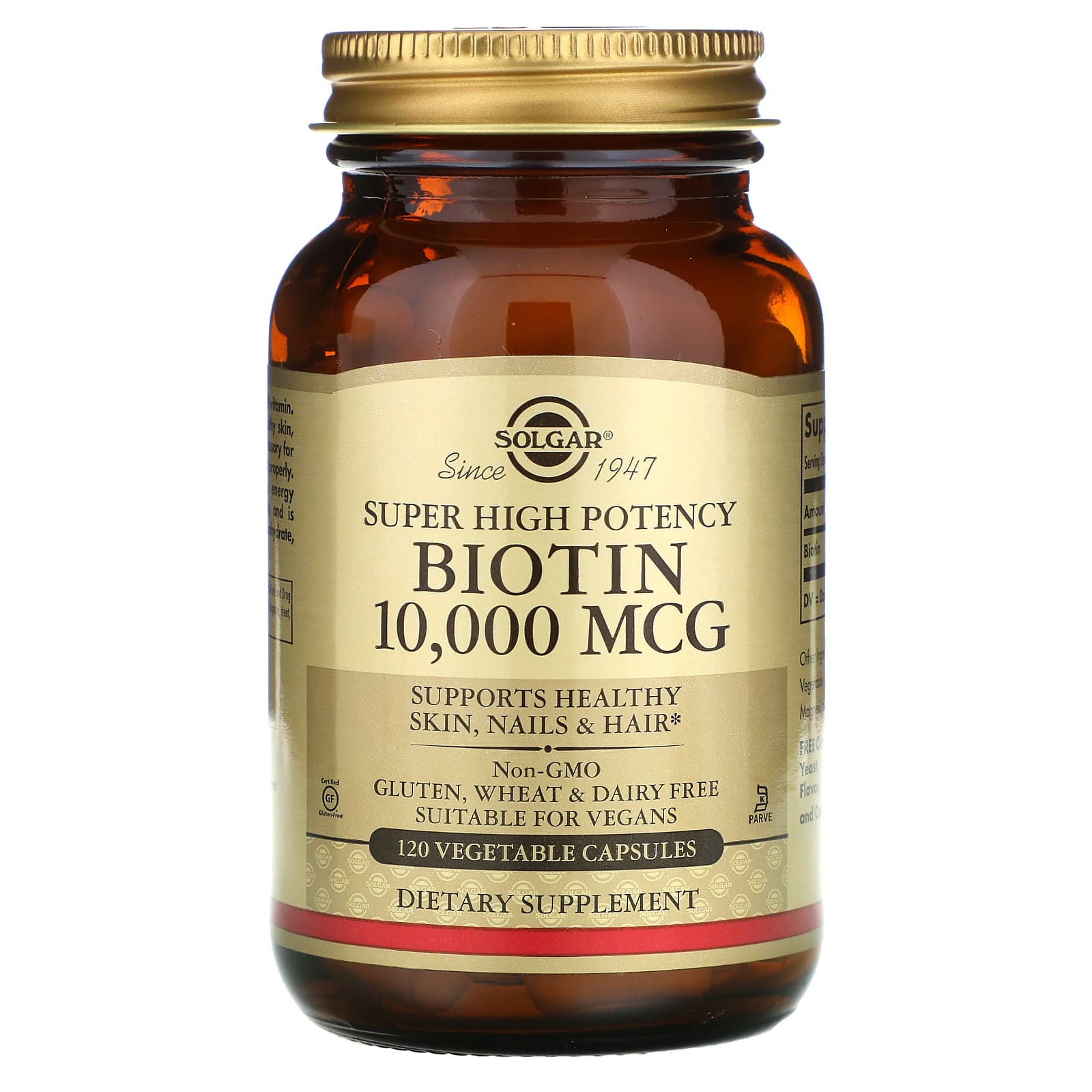 Solgar, Biotin 10,000 Mcg, 120 Vegetable Capsules UPC 033984523920 | HiLife Vitamins