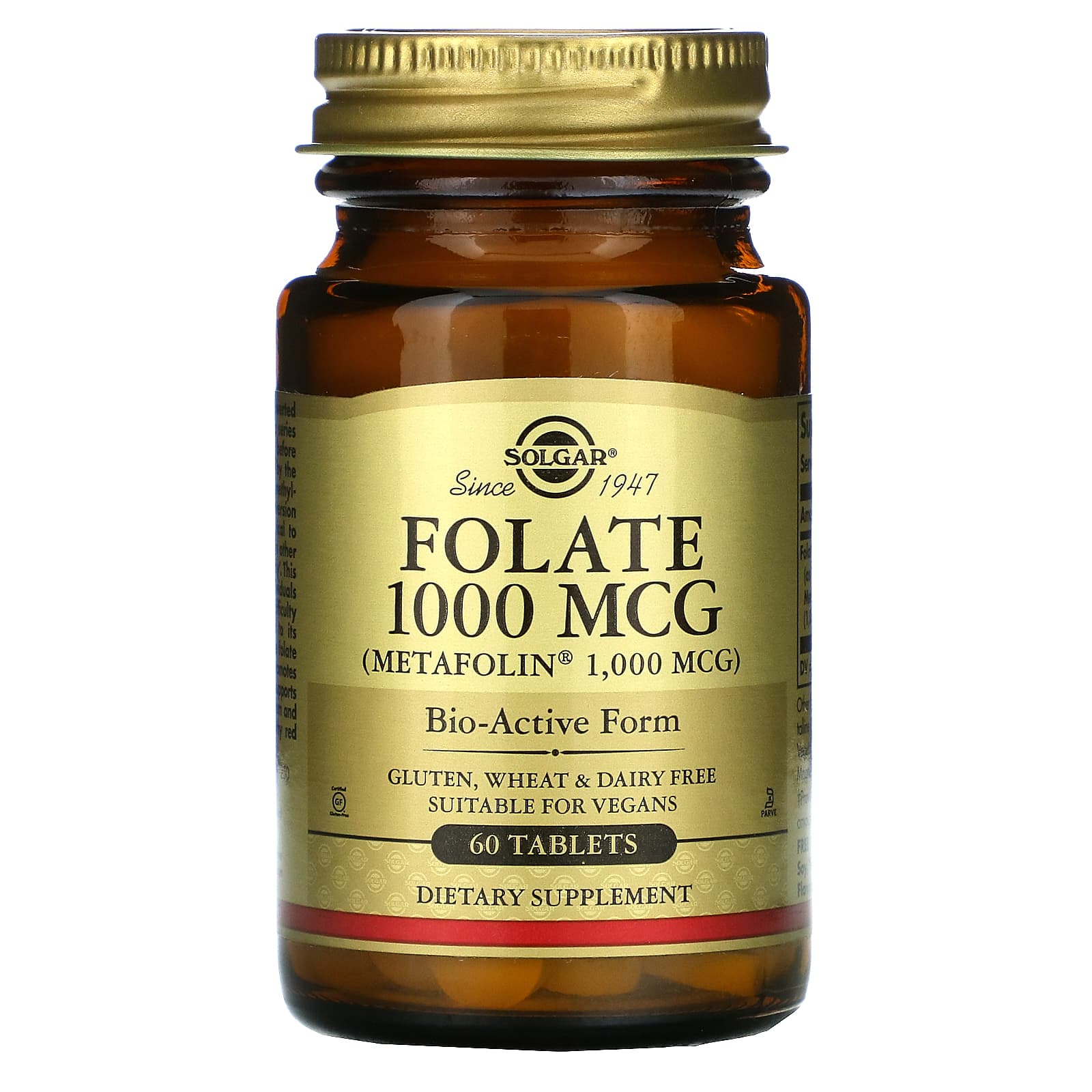 Solgar, Folate 1000 Mcg As Metafolin, 60 Tablets UPC 033984535954 | HiLife Vitamins