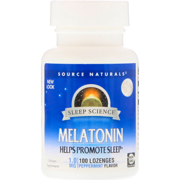 Source Naturals, Sleep Science Melatonin 1 mg Peppermint, 100 Lozenges - 021078007098 | Hilife Vitamins