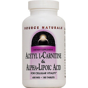 Source Naturals, Acetyl L-Carnitine & Alpha-Lipoic Acid 650 mg, 180 Tablets - 021078020394 | Hilife Vitamins