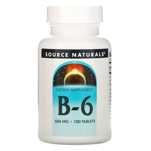 Source Naturals, Vitamin B-6 500 mg, 100 Tablets - 021078004165 | Hilife Vitamins