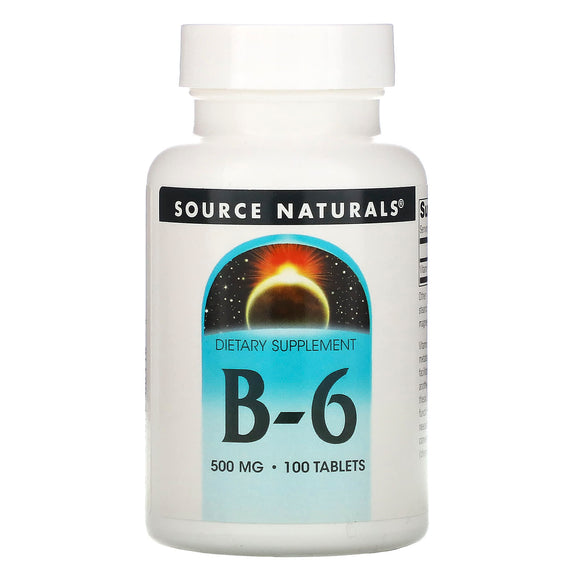 Source Naturals, Vitamin B-6 500 mg, 100 Tablets - 021078004165 | Hilife Vitamins