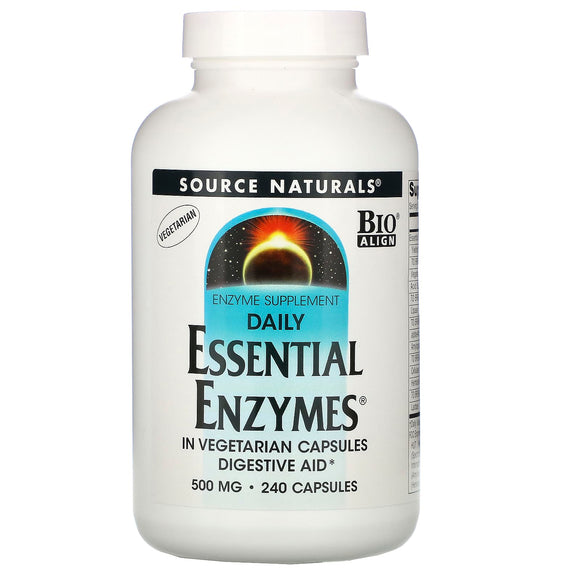 Source Naturals, Essential Enzymes 500 mg, 240 Vegetarian Capsules - 021078013037 | Hilife Vitamins