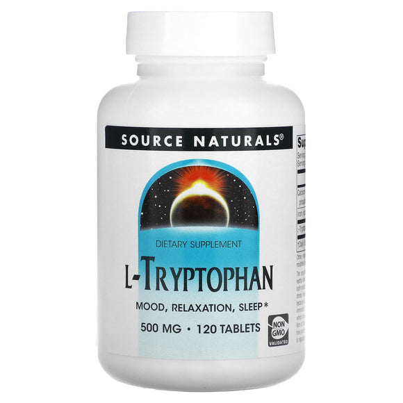 Source Naturals, L-Tryptophan 500 mg, 120 Tablets - 021078019800 | Hilife Vitamins
