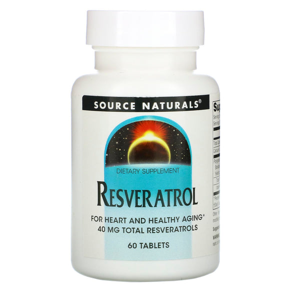 Source Naturals, Resveratrol 40 mg, Classic Label, 60 Tablets - 021078023425 | Hilife Vitamins