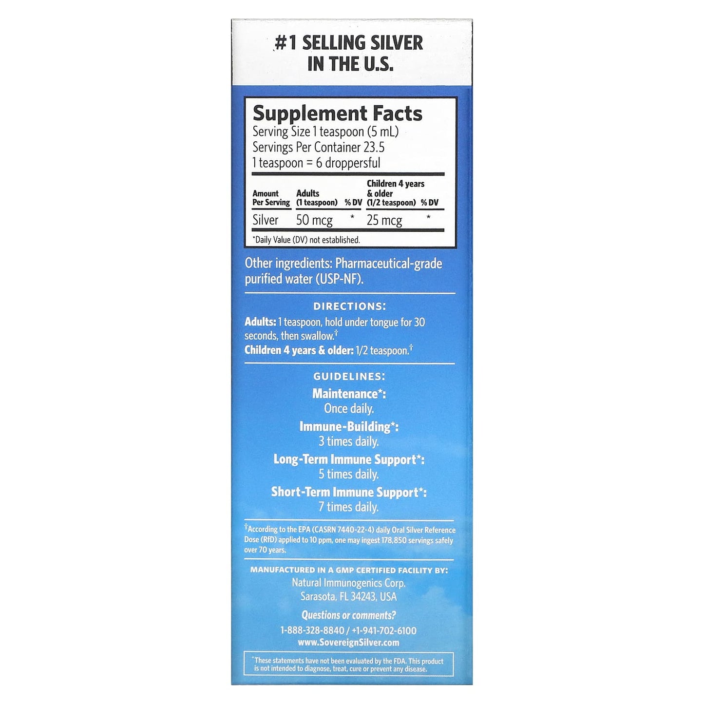 Sovereign Silver, Bio-Active Silver Hydrosol, 4 Oz UPC 684088232319 | HiLife Vitamins
