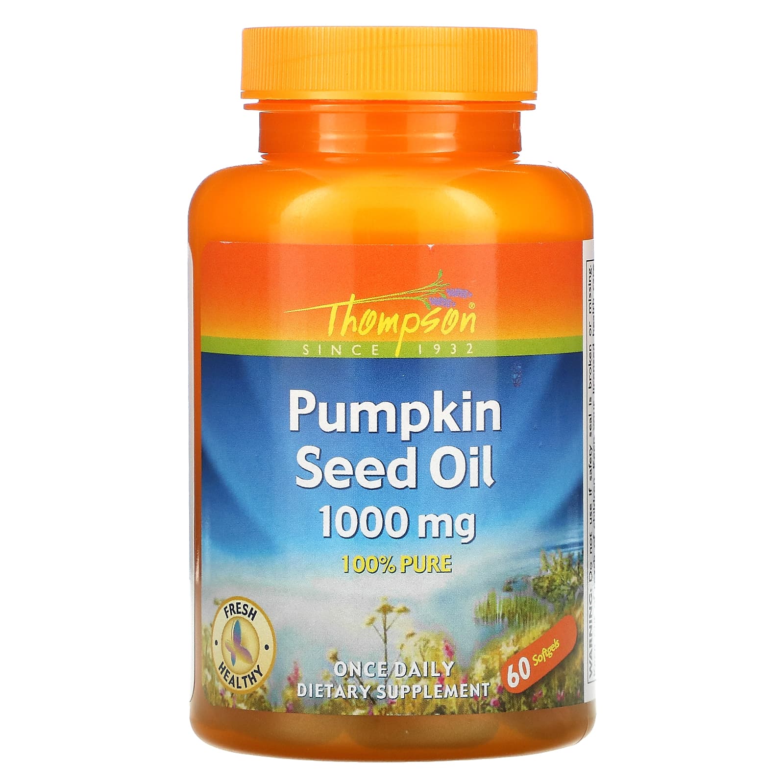 Thompson, Pumpkin Seed Oil 1000 mg, 60 Softgels UPC 031315193231 | HiLife Vitamins