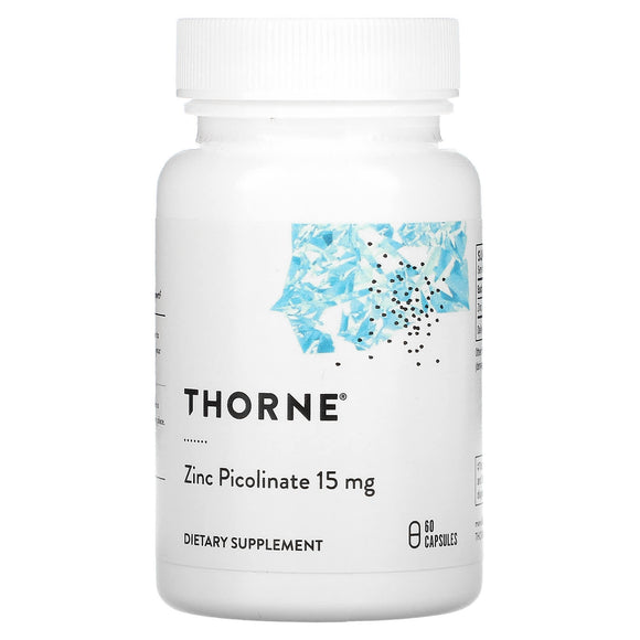 Thorne Research, Zinc Picolinate 15 mg, 60 Vegetarian Capsules - 693749210023 | Hilife Vitamins