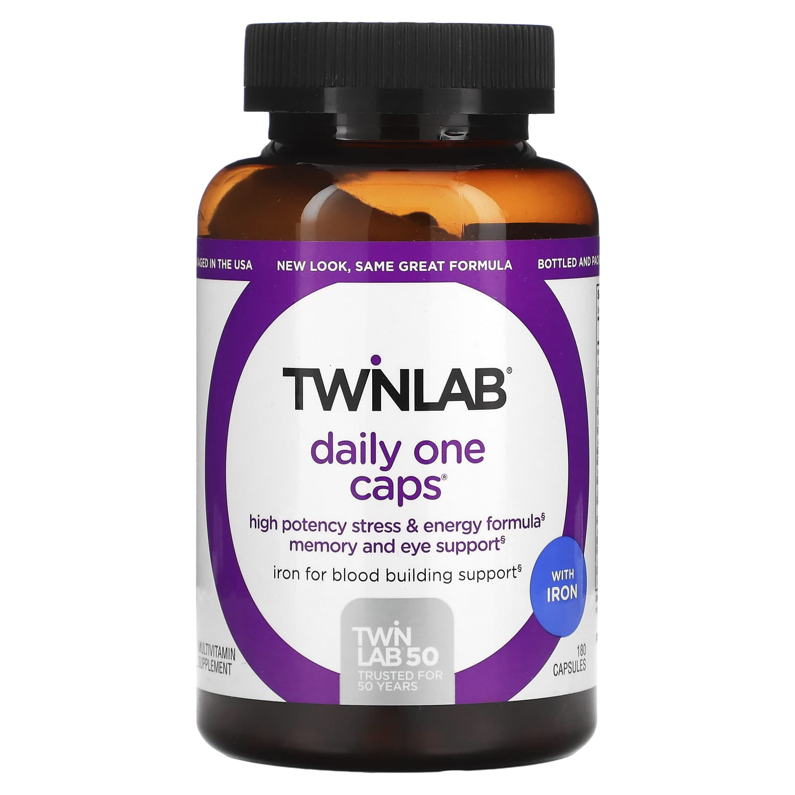 Twinlab, Daily One Caps™ with Iron, 180 Capsules UPC 027434002851 | HiLife Vitamins