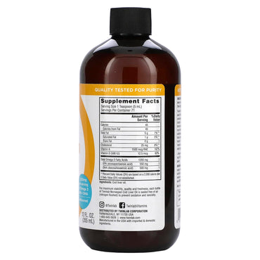 Twinlab, Cod Liver Oil Norwegian Unflavored, 12 Oz UPC 027434012249 | HiLife Vitamins
