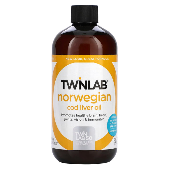Twinlab, Cod Liver Oil Norwegian Unflavored, 12 Oz - 027434012249 | Hilife Vitamins