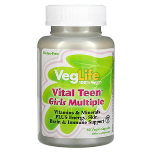 Veglife, VegLife, Vital Teen Girls Multiple, 60 Capsules - 076280444148 | Hilife Vitamins