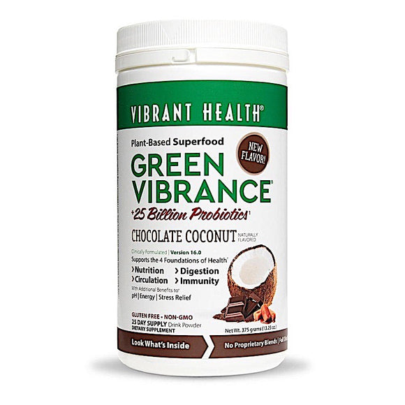 Vibrant Health, Green Vibrance +25 Billion Probiotics, Chocolate Coconut, 12.71 oz - 074306801944 | Hilife Vitamins