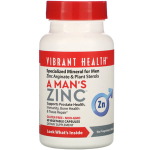 Vibrant Health, A Man’s Zinc, 60 Vegetable Capsules - 074306800244 | Hilife Vitamins