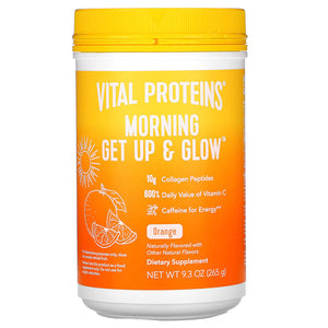 Vital Proteins, Morning Get Up & Glow, Orange, 9.3 oz - 850015883026 | Hilife Vitamins
