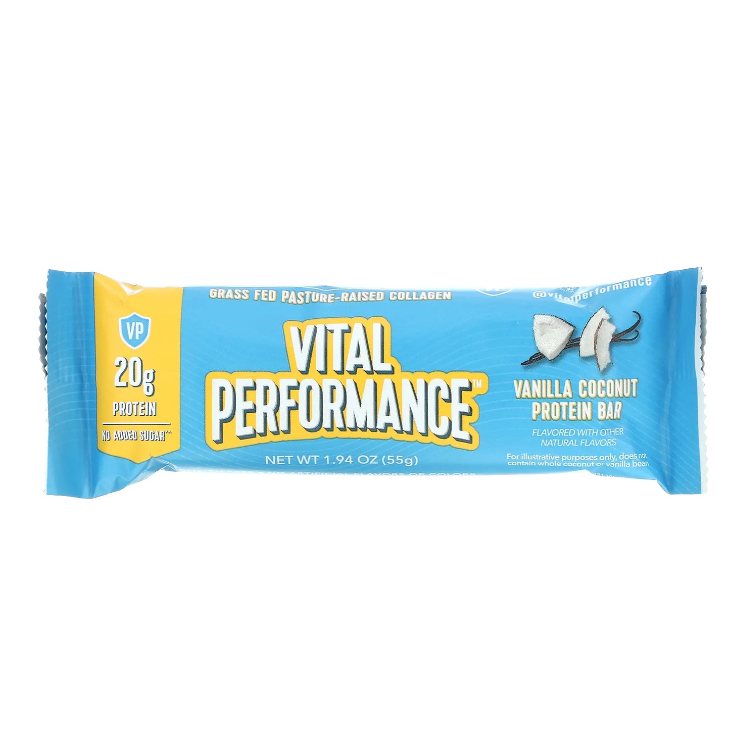 Vital Proteins, Vital Performance™ Protein Bar Vanilla Coconut, 1.94 oz UPC 850017983236 | HiLife Vitamins