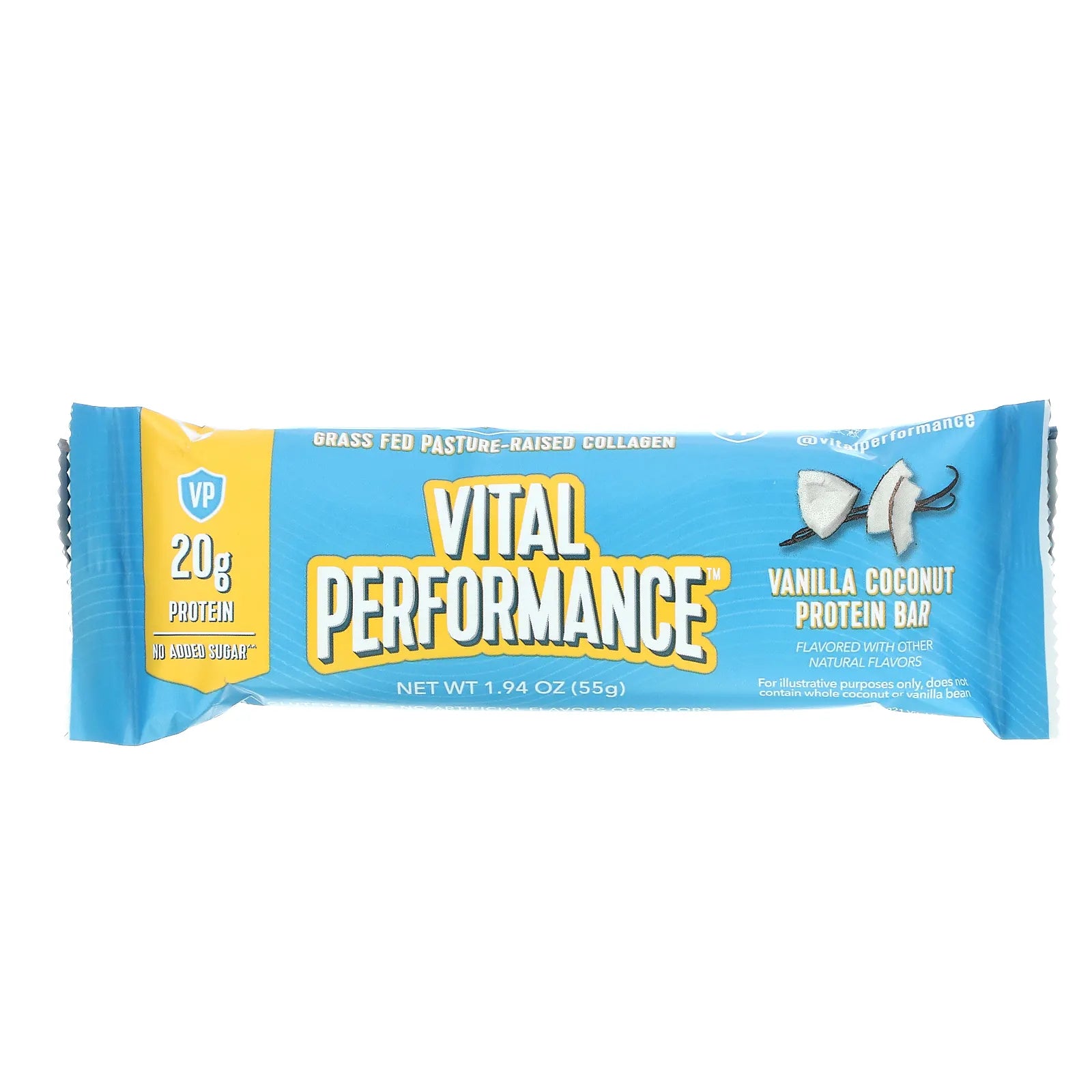 Vital Proteins, Vital Performance™ Protein Bar Vanilla Coconut, 1.94 oz UPC 850017983236 | HiLife Vitamins