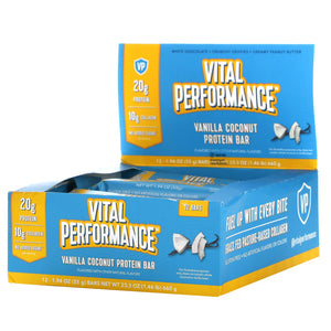 Vital Proteins, Vital Performance Protein Bar, Vanilla Coconut, 12 Bars, 1.94 oz - 850017983243 | Hilife Vitamins