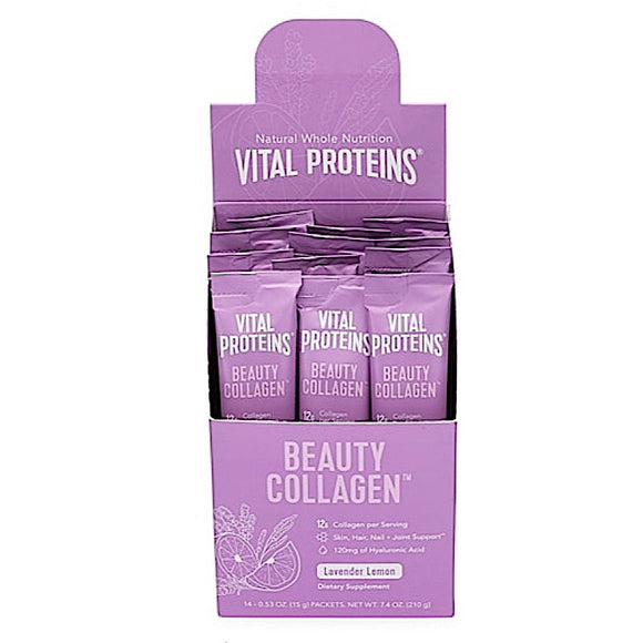 Vital Proteins, Beauty Collagen Lavender Lemon Stick Pack Box, 14 pks - 850502008215 | Hilife Vitamins