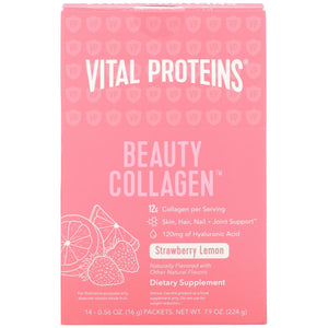 Vital Proteins, Beauty Collagen Strawberry Lemon Stick Pack Box, 14 pks - 850502008468 | Hilife Vitamins