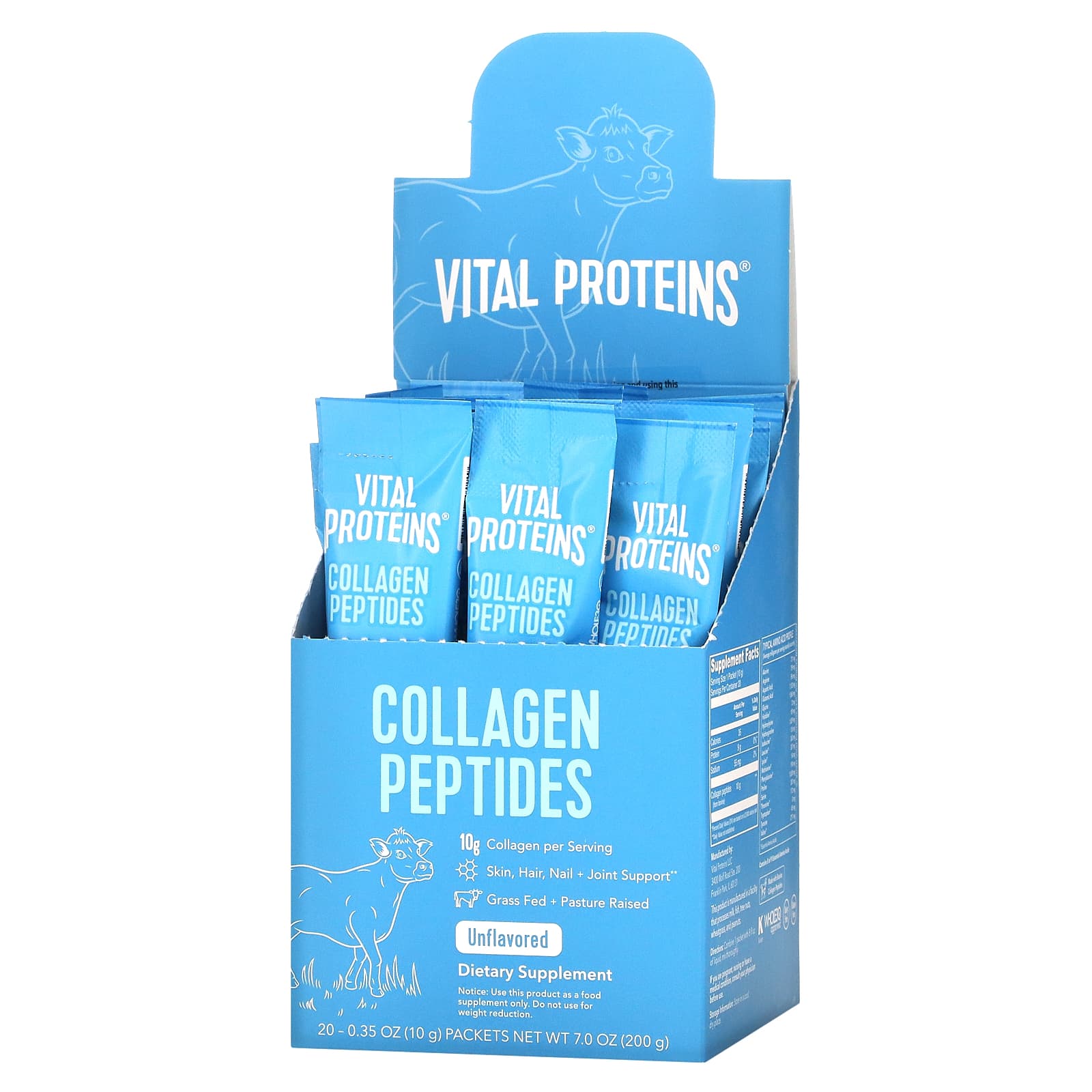 Vital Proteins, Collagen Peptides Stick Pack Box, 20 pks UPC 850232005393 | HiLife Vitamins