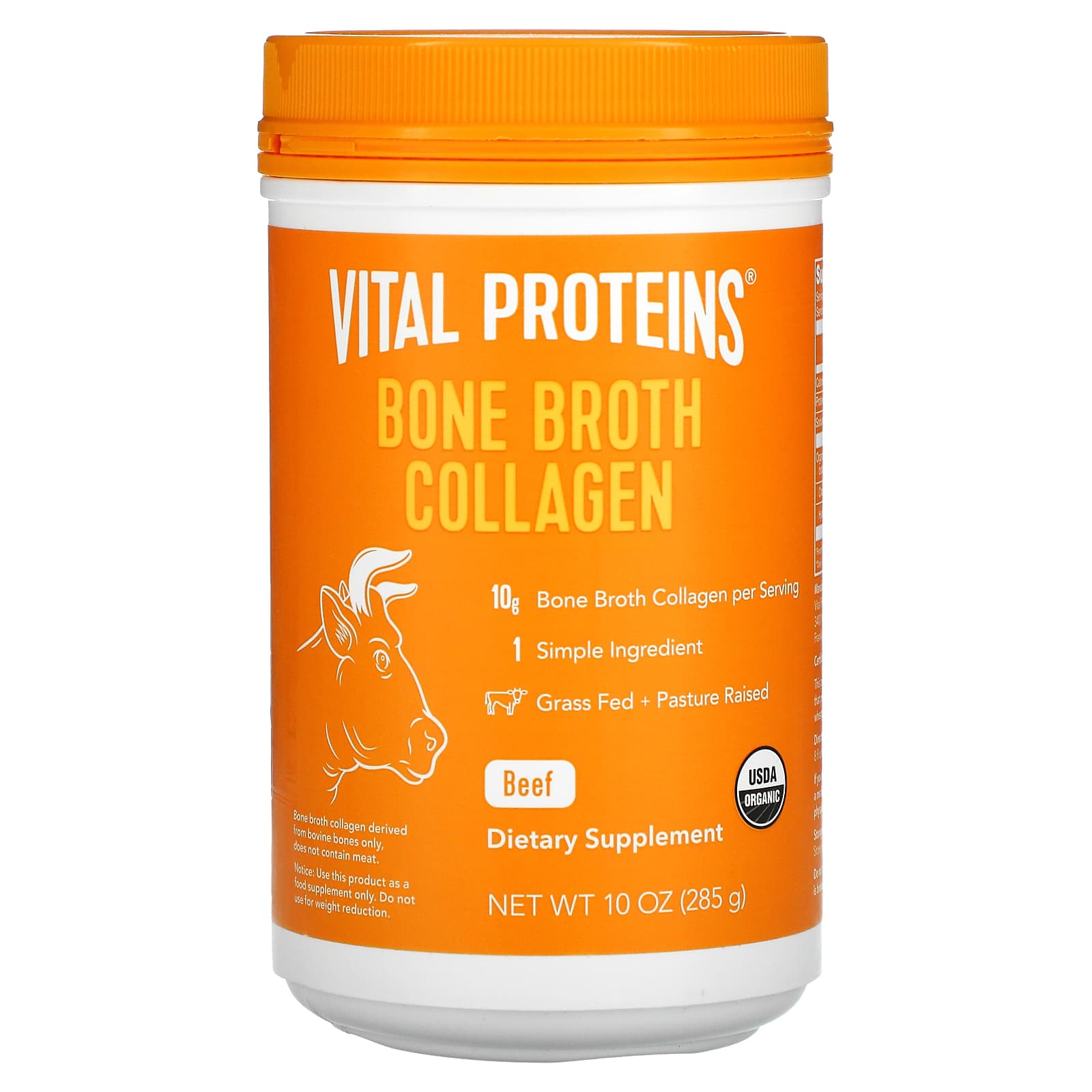 Vital Proteins, Organic Beef Bone Broth, 10 Oz - 850232005591 | Hilife Vitamins