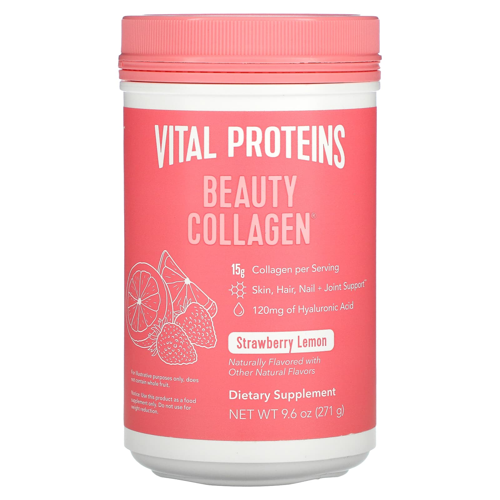 Vital Proteins, Beauty Collagen Strawberry Lemon, 9.6 Oz UPC 850502008444 | HiLife Vitamins