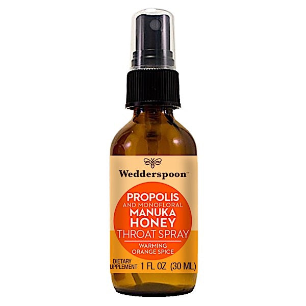 Wedderspoon, Propolis Manuka Honey Throat Spray, Orange Spice, 1 Oz Spray UPC 814422023086 | HiLife Vitamins