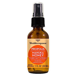 Wedderspoon, Propolis Manuka Honey Throat Spray, Orange Spice, 1 Oz Spray - 814422023086 | Hilife Vitamins