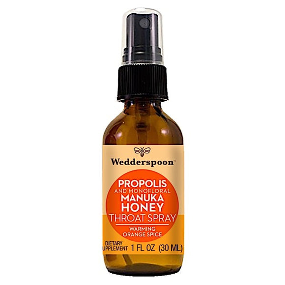 Wedderspoon, Propolis Manuka Honey Throat Spray, Orange Spice, 1 Oz Spray - 814422023086 | Hilife Vitamins