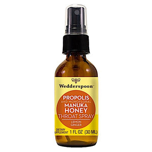 Wedderspoon, Propolis Manuka Honey Throat Spray, Lemon Ginger, 1 Oz - 814422023239 | Hilife Vitamins