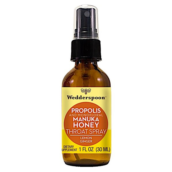 Wedderspoon, Propolis Manuka Honey Throat Spray, Lemon Ginger, 1 Oz - 814422023239 | Hilife Vitamins