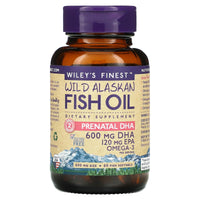Wiley's Finest, Wild Alaskan Fish Oil Prenatal DHA 600 mg, 60 Softgels UPC 857188004036 | HiLife Vitamins