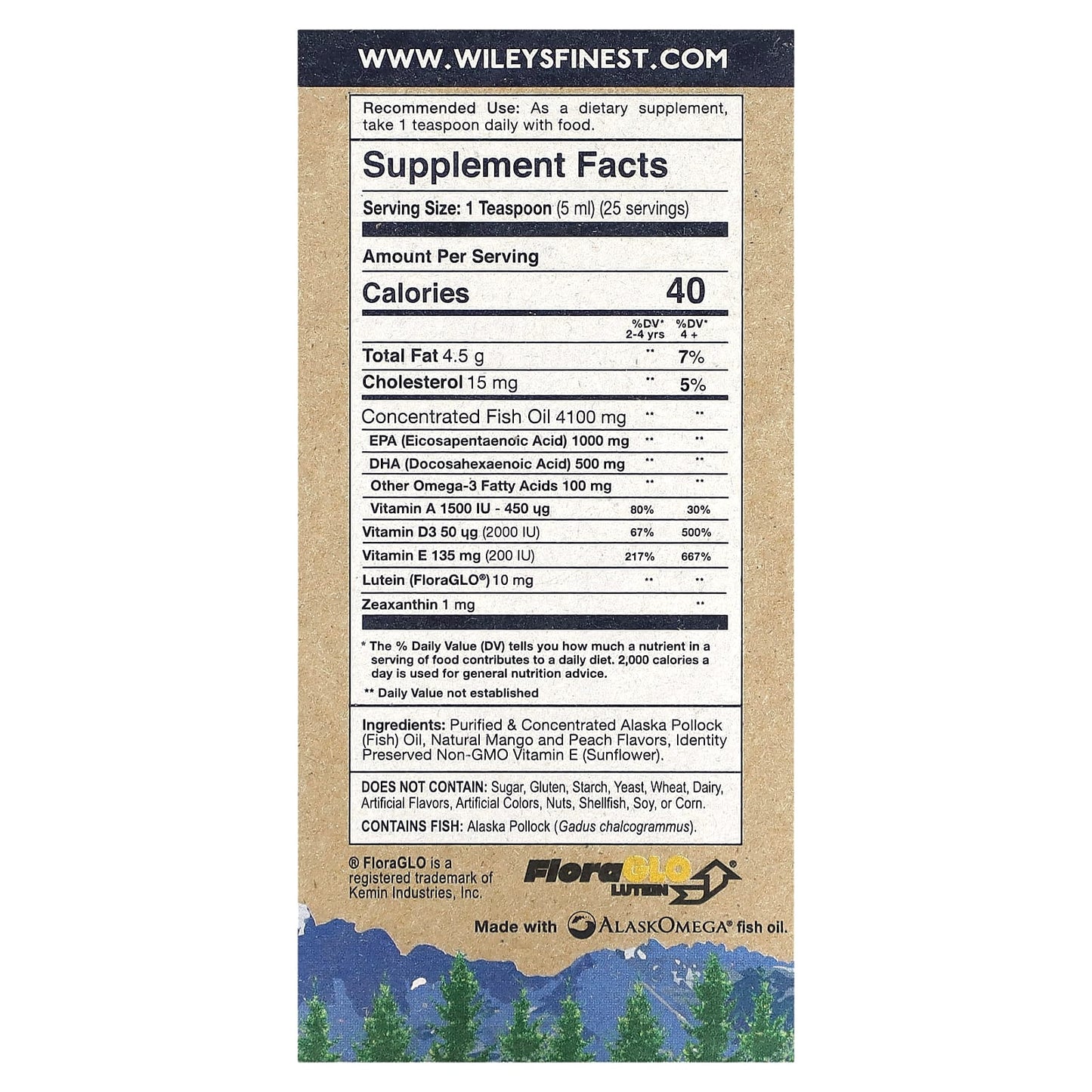 Wiley's Finest, Wild Alaskan Fish Oil Elementary EPA 1500 mg, 4 Oz - [product_sku] | HiLife Vitamins