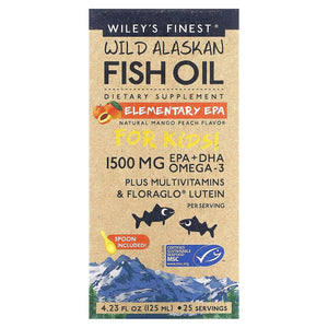 Wiley's Finest, Wild Alaskan Fish Oil Elementary EPA 1500 mg, 4 Oz - 857188004289 | Hilife Vitamins