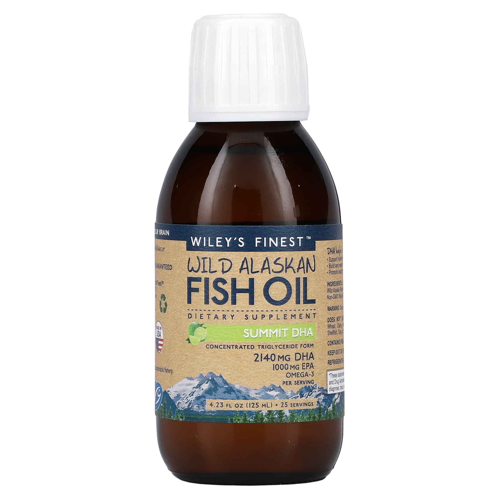 Wiley's Finest, Wild Alaskan Fish Oil Summit DHA Natural Lime Flavor, 4 Oz UPC 857188004470 | HiLife Vitamins