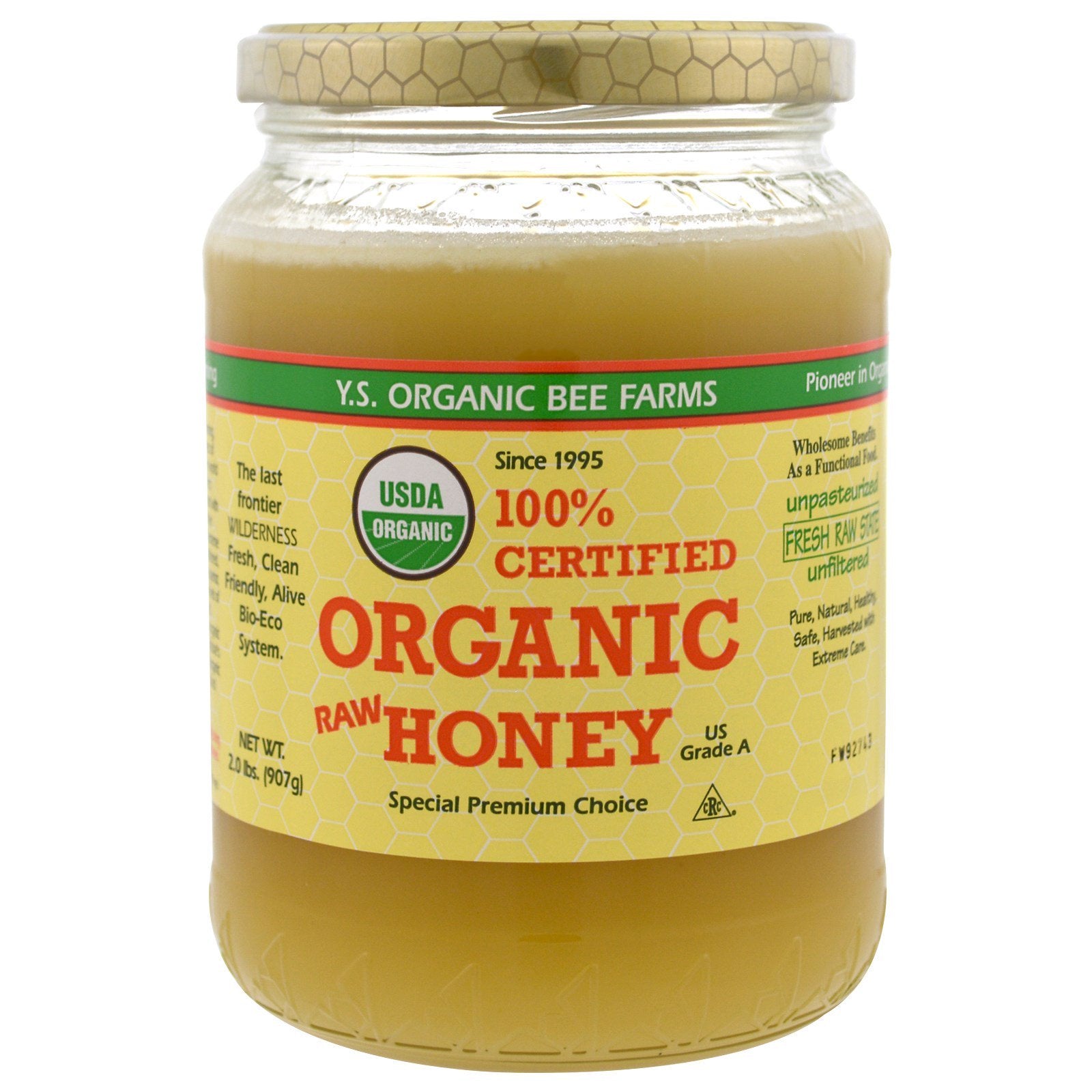 Ys Bee Farm, Organic Raw Honey, 2 Lb UPC 726635121285 | HiLife Vitamins