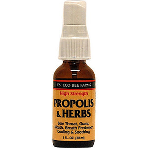 YS Bee Farm, Propolis & Herbs Throat Spray Plus Tea Tree Oil, 1 Oz - 726635940404 | Hilife Vitamins