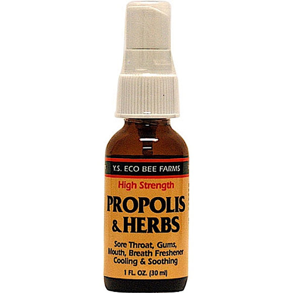 YS Bee Farm, Propolis & Herbs Throat Spray Plus Tea Tree Oil, 1 Oz - 726635940404 | Hilife Vitamins