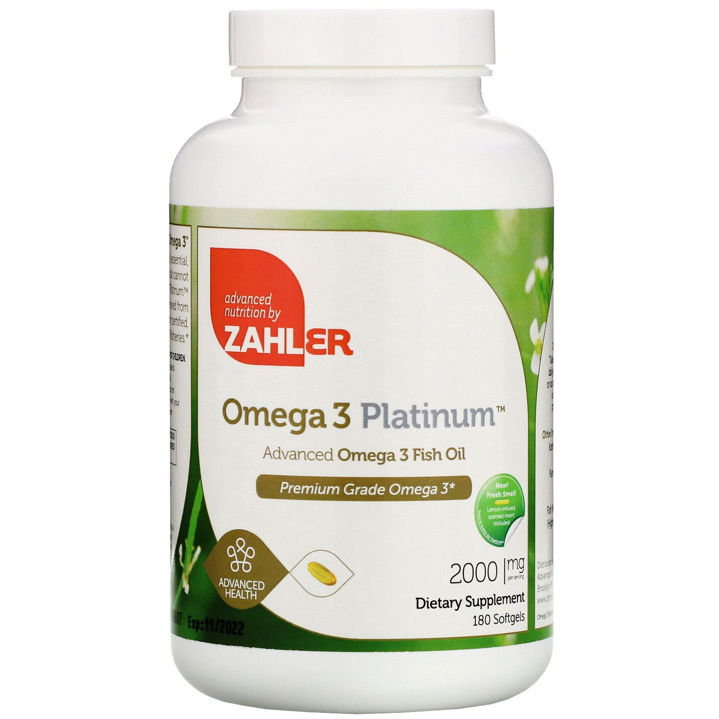 Zahler, Omega 3 Platinum 2000mg, 180 Softgels UPC 848998080600 | HiLife Vitamins