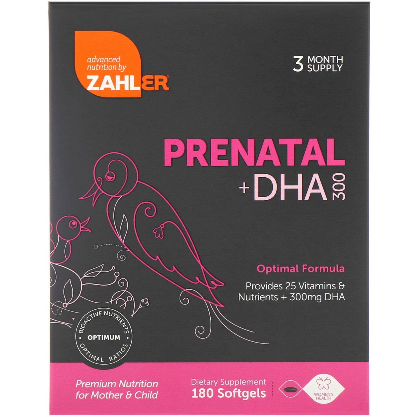 Zahler, Prenatal +DHA, 180 Softgels UPC 848998081836 | HiLife Vitamins