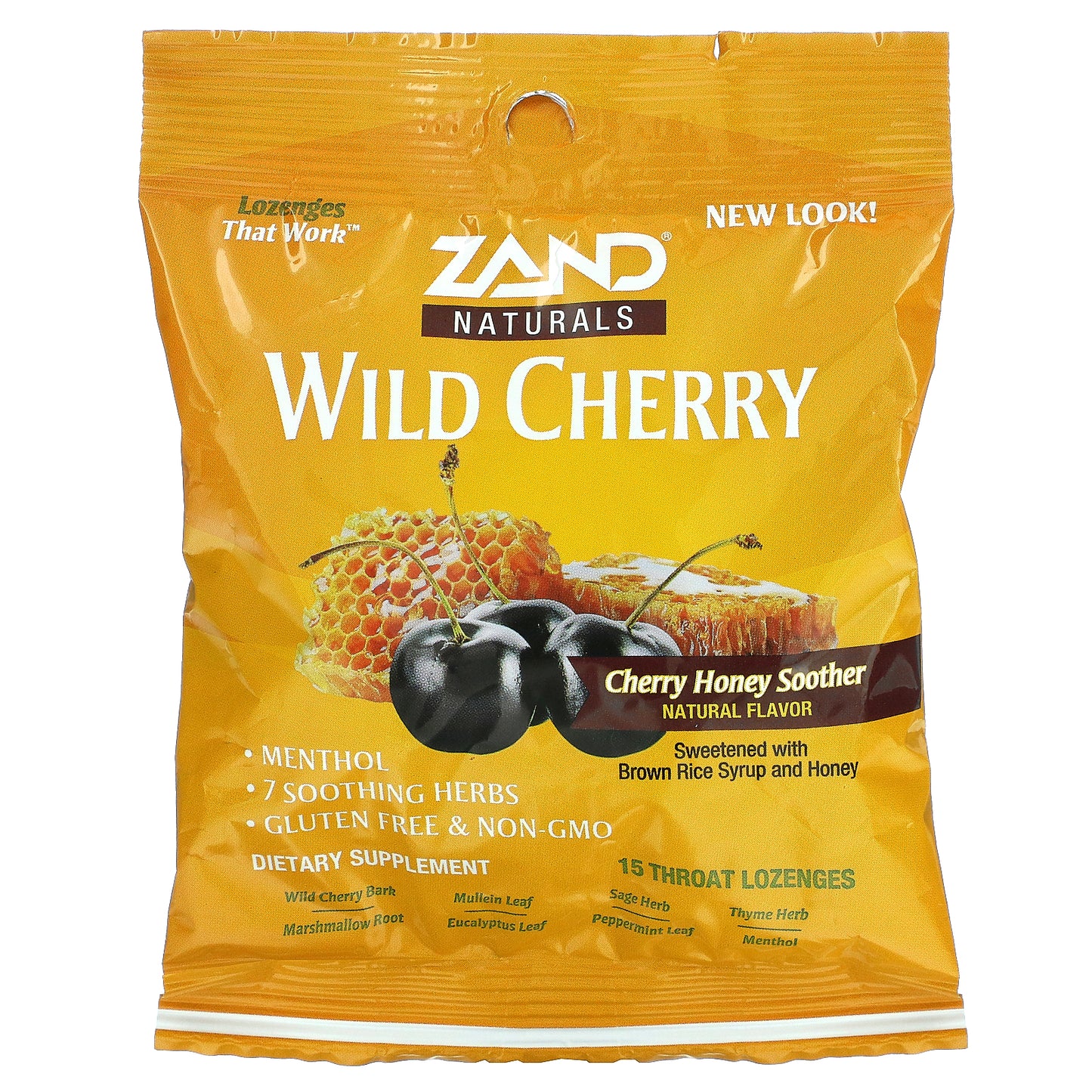 Zand, Wild Cherry, Cherry Honey Soother, 15 Lozenges UPC 041954189267 | HiLife Vitamins